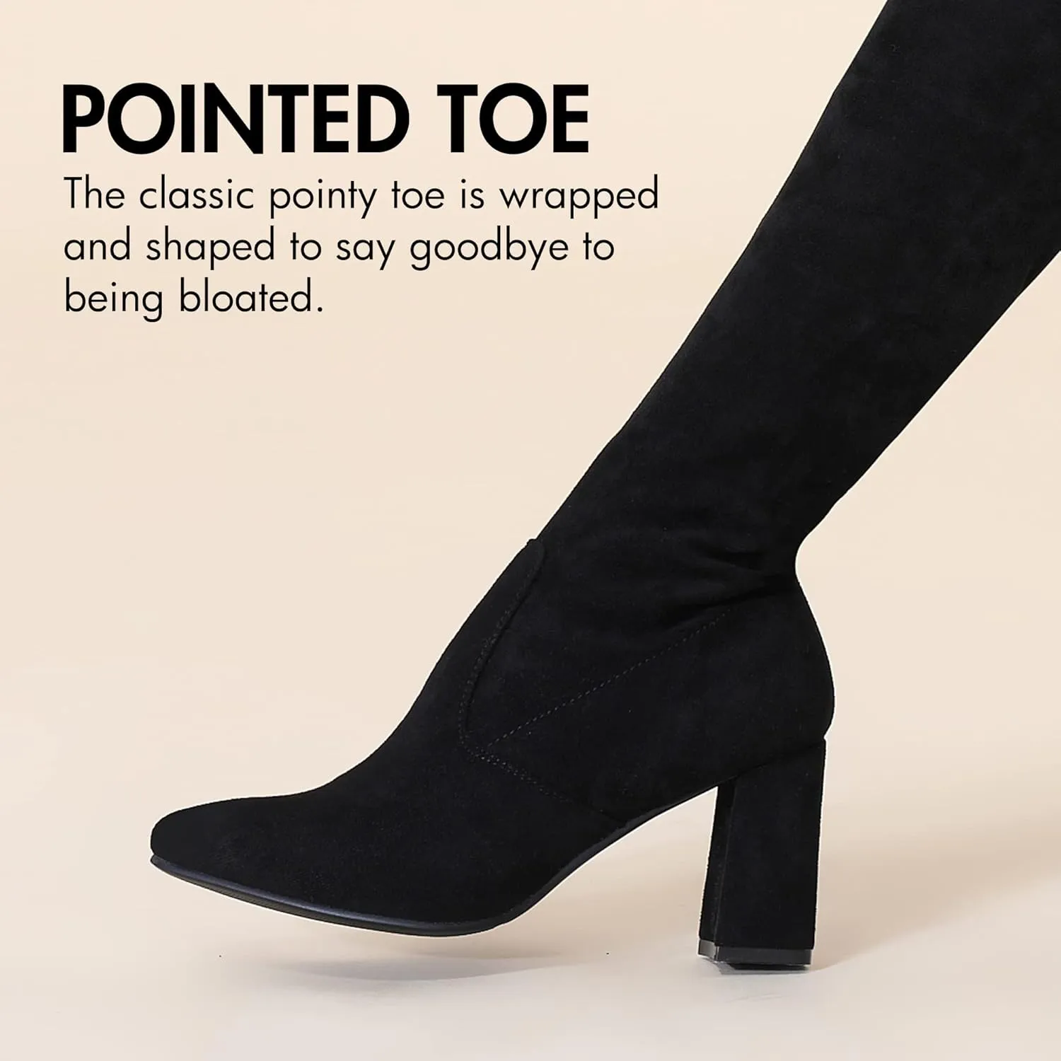 Hawkwell Women's Fall Comfort Thigh High Boots Black Pointy-toe and High-heel Over The Knee Boots