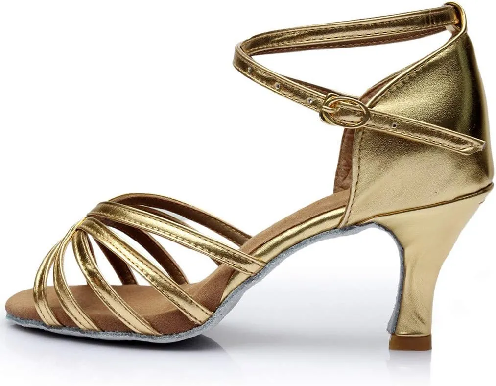Heels for Women Satin Latin Dance Shoes Ballroom Performance Dancing Shoes Open Toe Heels with Ankle Strap