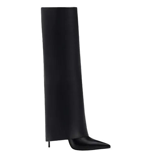 Identit Black Leather High Heel Boots UK 4