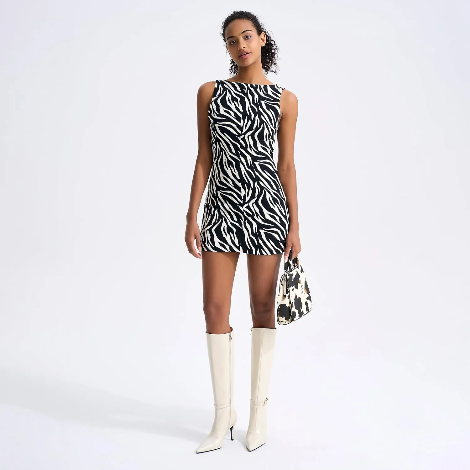 Knee High Boots Women Stiletto High Heel 3.3in, Side Zipper Pointed Toe Metal Buckle Tall Boots Dress Boots for Women, Comfortable Faux Leather Below the Knee Long Boots