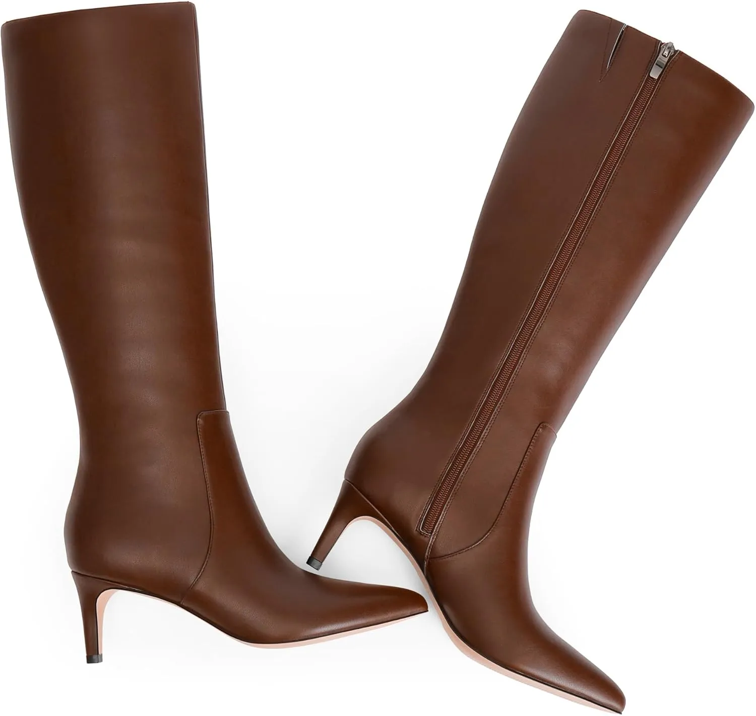 Knee High Boots Women Tall Boots Pointed Toe Kitten Heel Boots for Women Side Zipper Long Fall Boots Women Knee High Boots Size 6-11