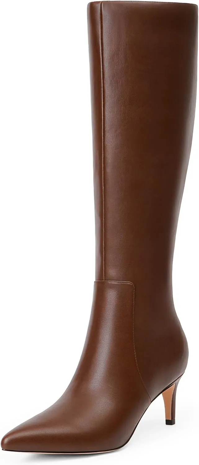Knee High Boots Women Tall Boots Pointed Toe Kitten Heel Boots for Women Side Zipper Long Fall Boots Women Knee High Boots Size 6-11