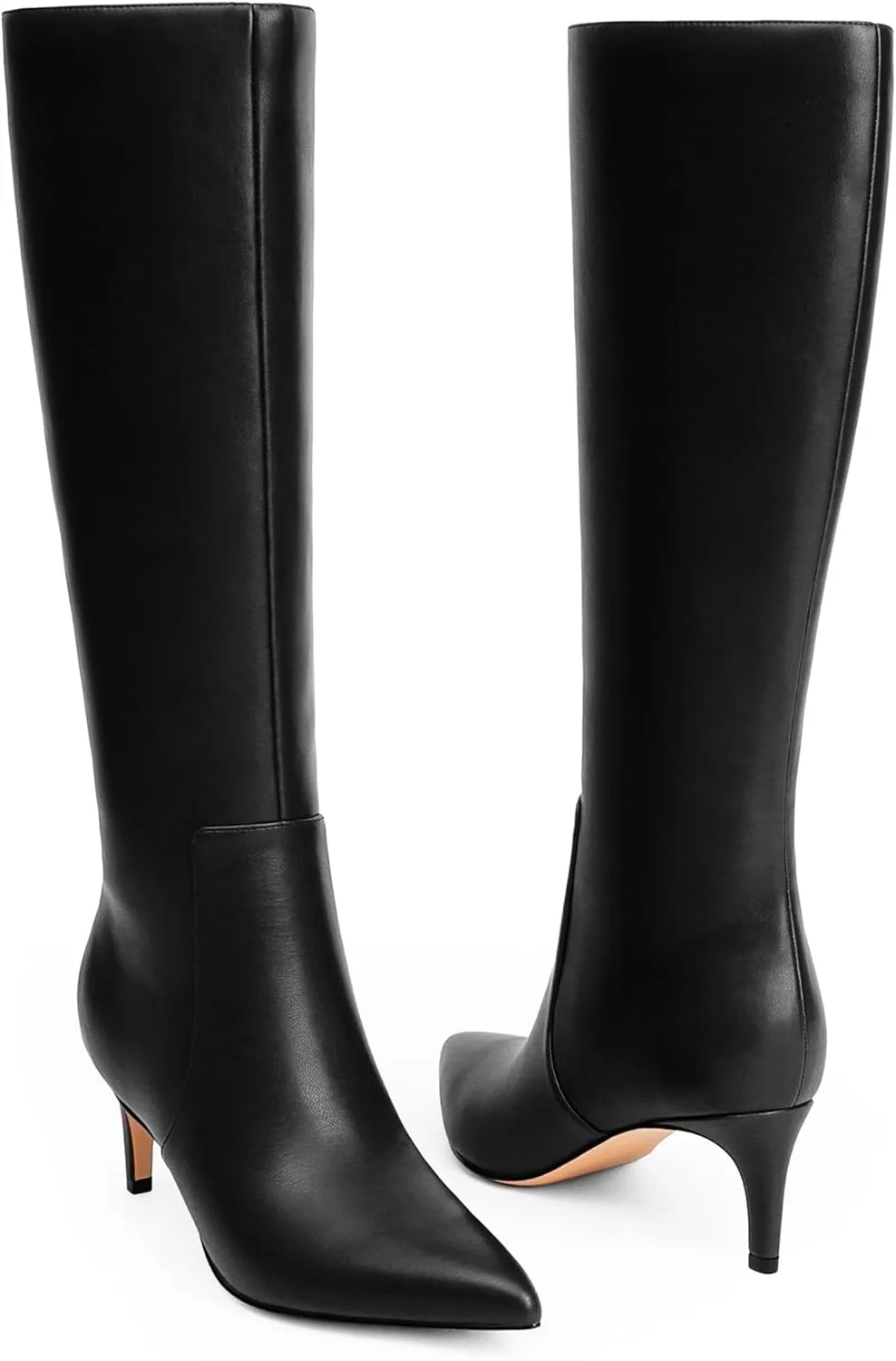 Knee High Boots Women Tall Boots Pointed Toe Kitten Heel Boots for Women Side Zipper Long Fall Boots Women Knee High Boots Size 6-11