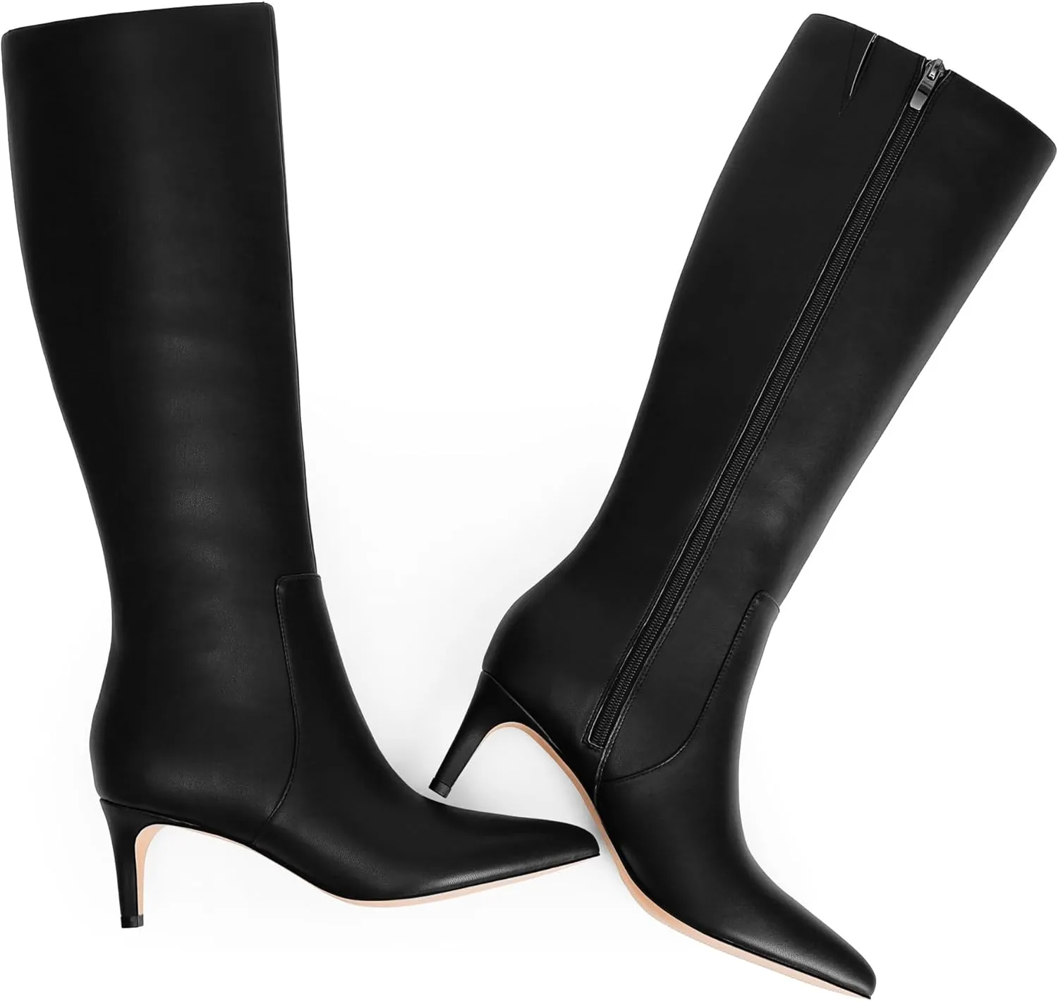 Knee High Boots Women Tall Boots Pointed Toe Kitten Heel Boots for Women Side Zipper Long Fall Boots Women Knee High Boots Size 6-11