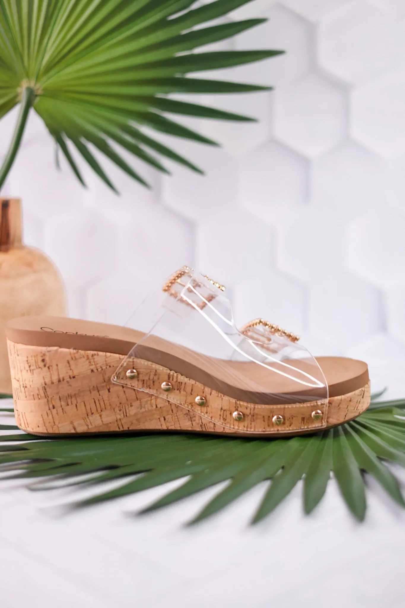 Main Squeeze Clear Strap Wedges FINAL SALE