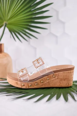 Main Squeeze Clear Strap Wedges FINAL SALE