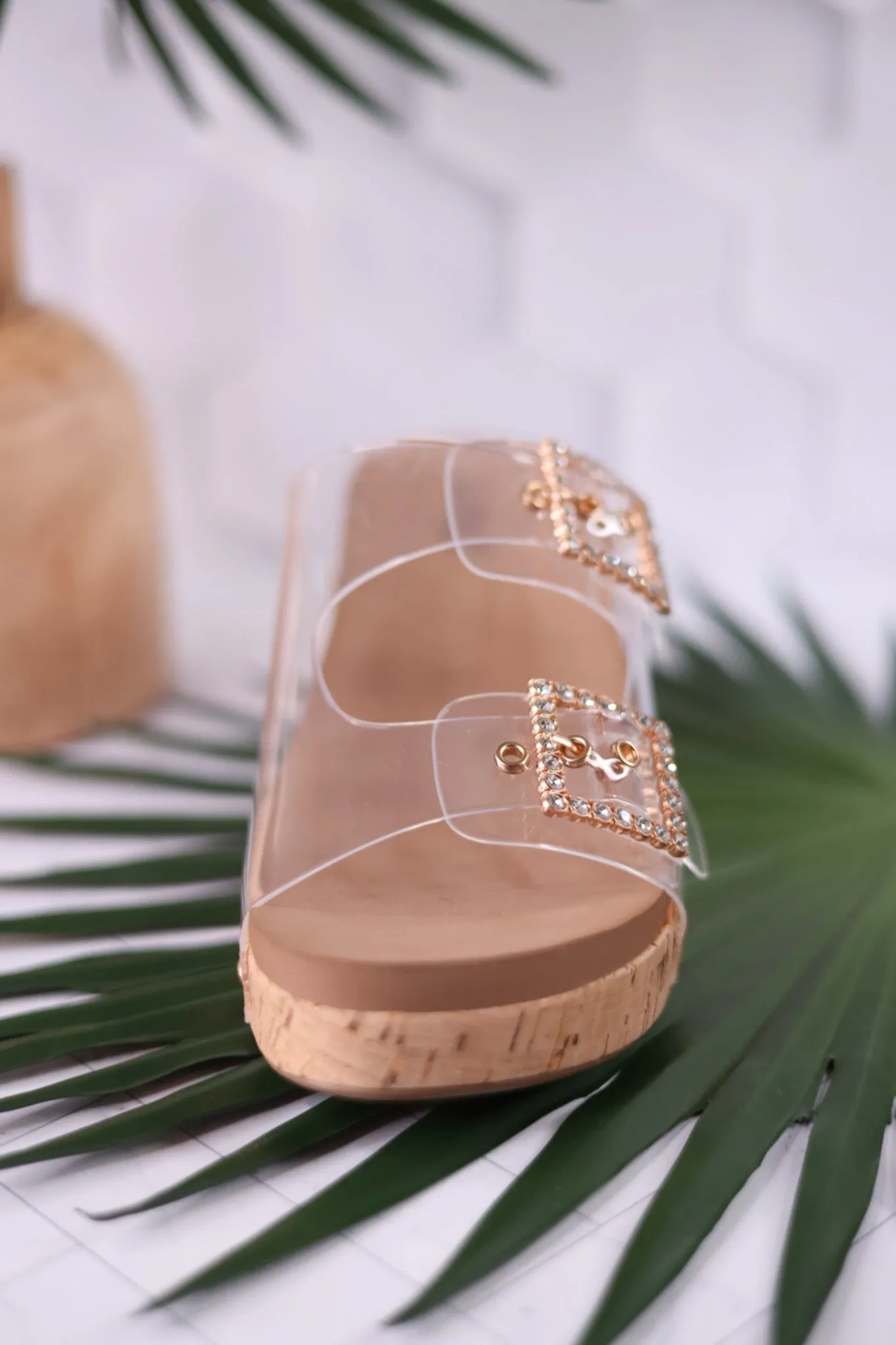 Main Squeeze Clear Strap Wedges FINAL SALE
