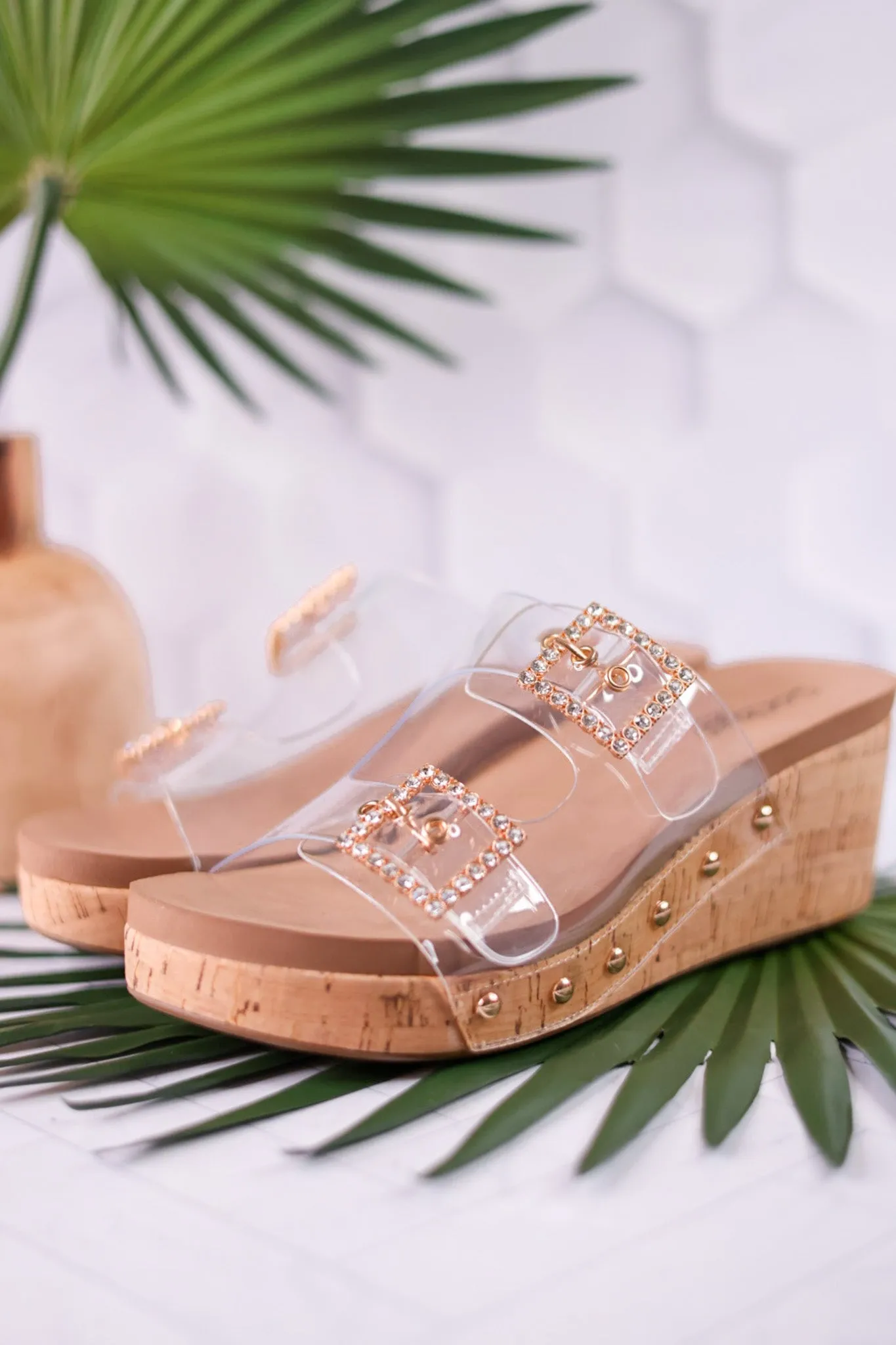 Main Squeeze Clear Strap Wedges FINAL SALE