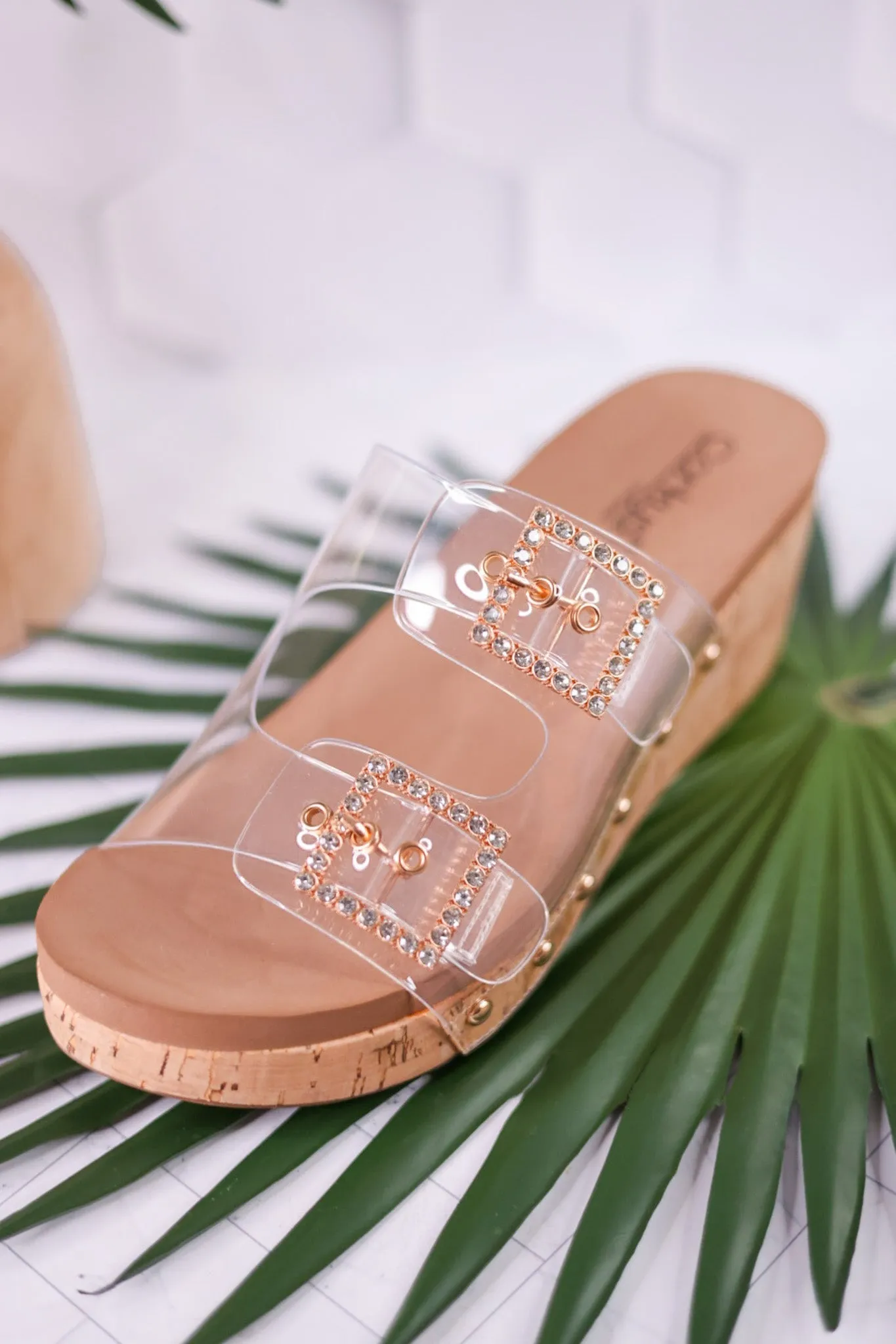 Main Squeeze Clear Strap Wedges FINAL SALE