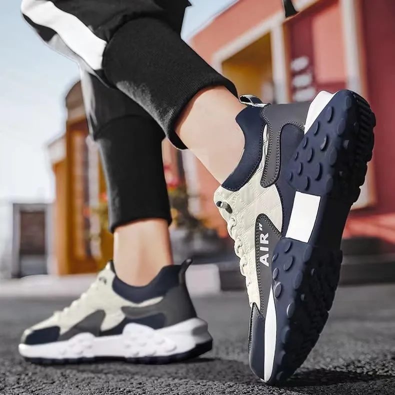 Men's Trendy Lace-Up Street Style Sneakers for Outdoor Activities - Non-Slip Durable Comfort