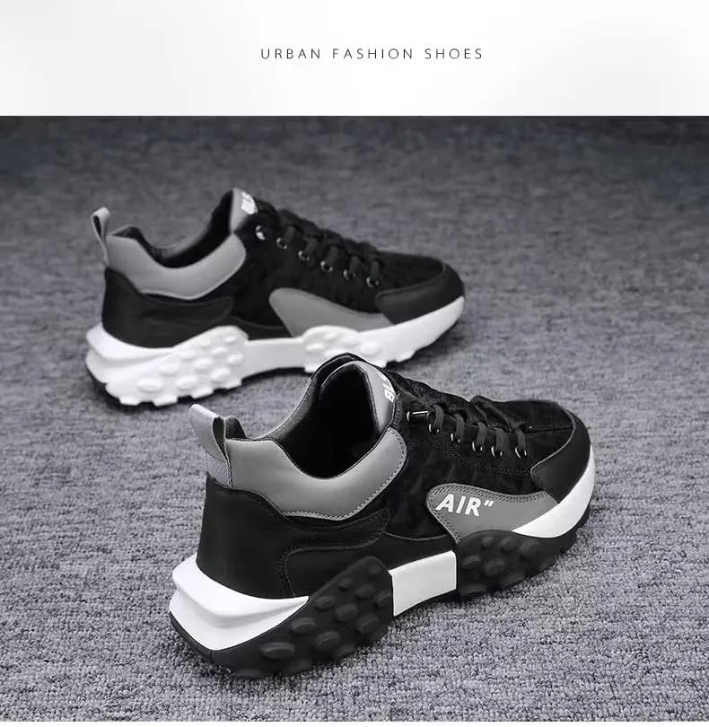 Men's Trendy Lace-Up Street Style Sneakers for Outdoor Activities - Non-Slip Durable Comfort