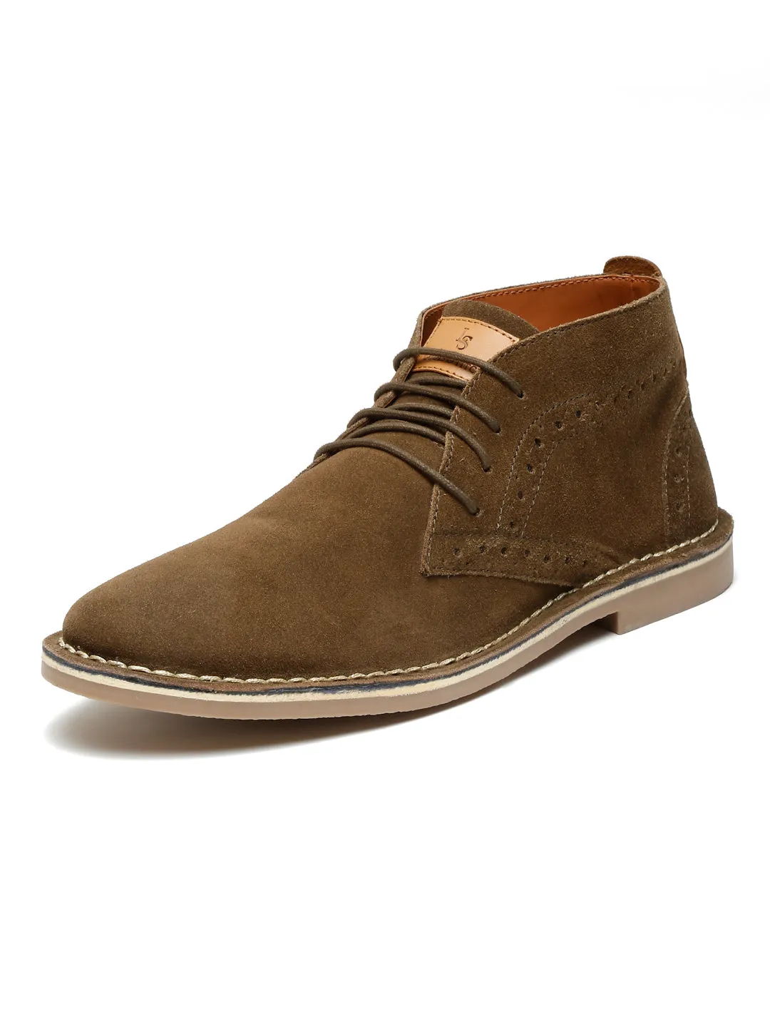 Olive Green Italian Suede Leather British Stitch Down Brogue Chukka Boots