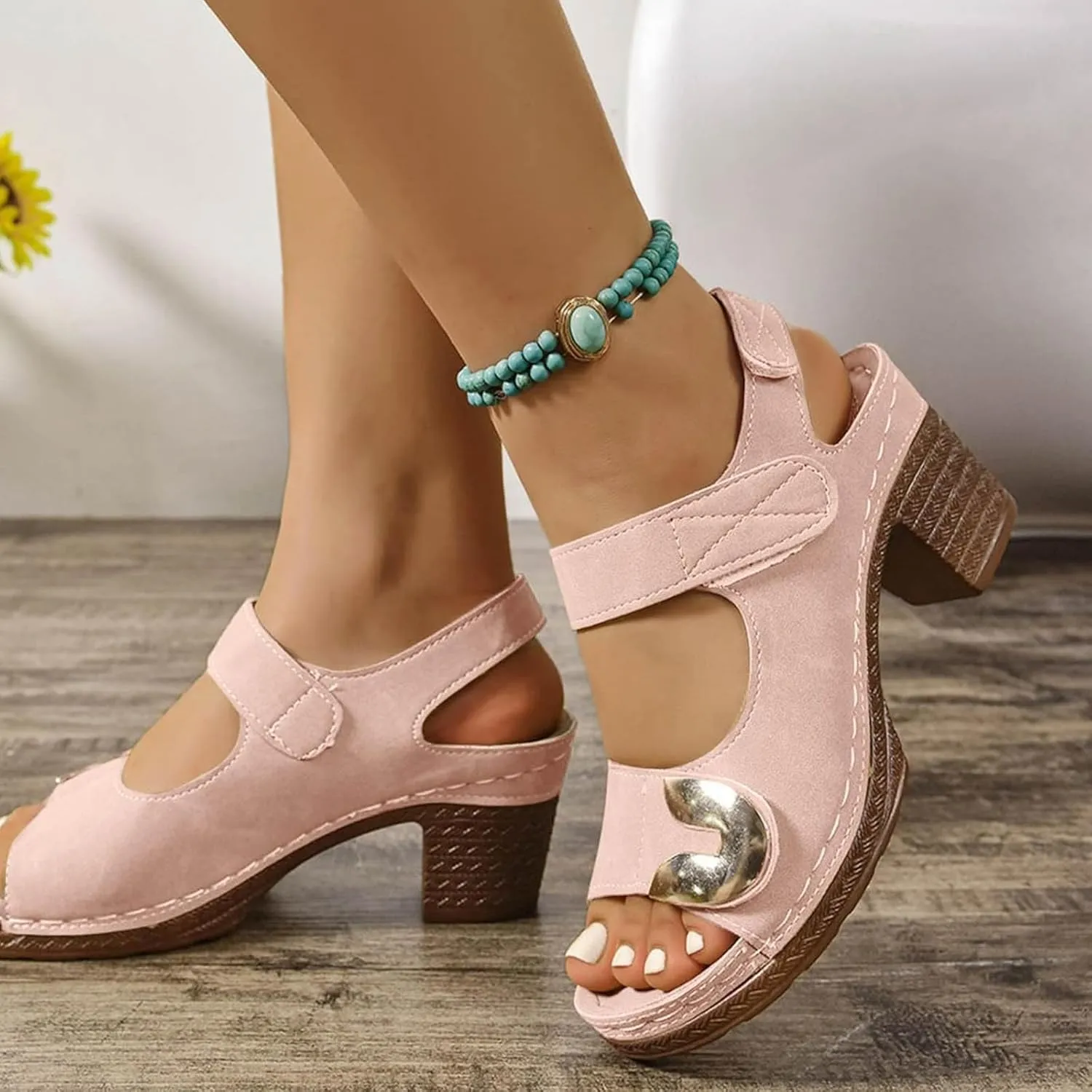 Orthopedic Sandals for Women 2025 Low Wedge Heels Open Toe Slingback Outdoor Slides Sandals Hook and Loop Closure Available Shoes Slip On Indoor Outdoor