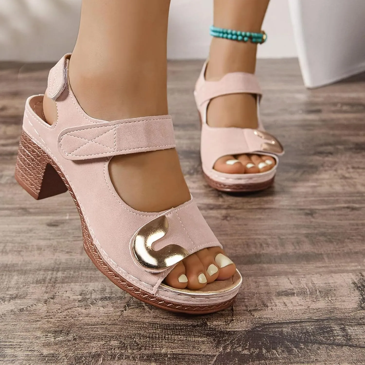 Orthopedic Sandals for Women 2025 Low Wedge Heels Open Toe Slingback Outdoor Slides Sandals Hook and Loop Closure Available Shoes Slip On Indoor Outdoor