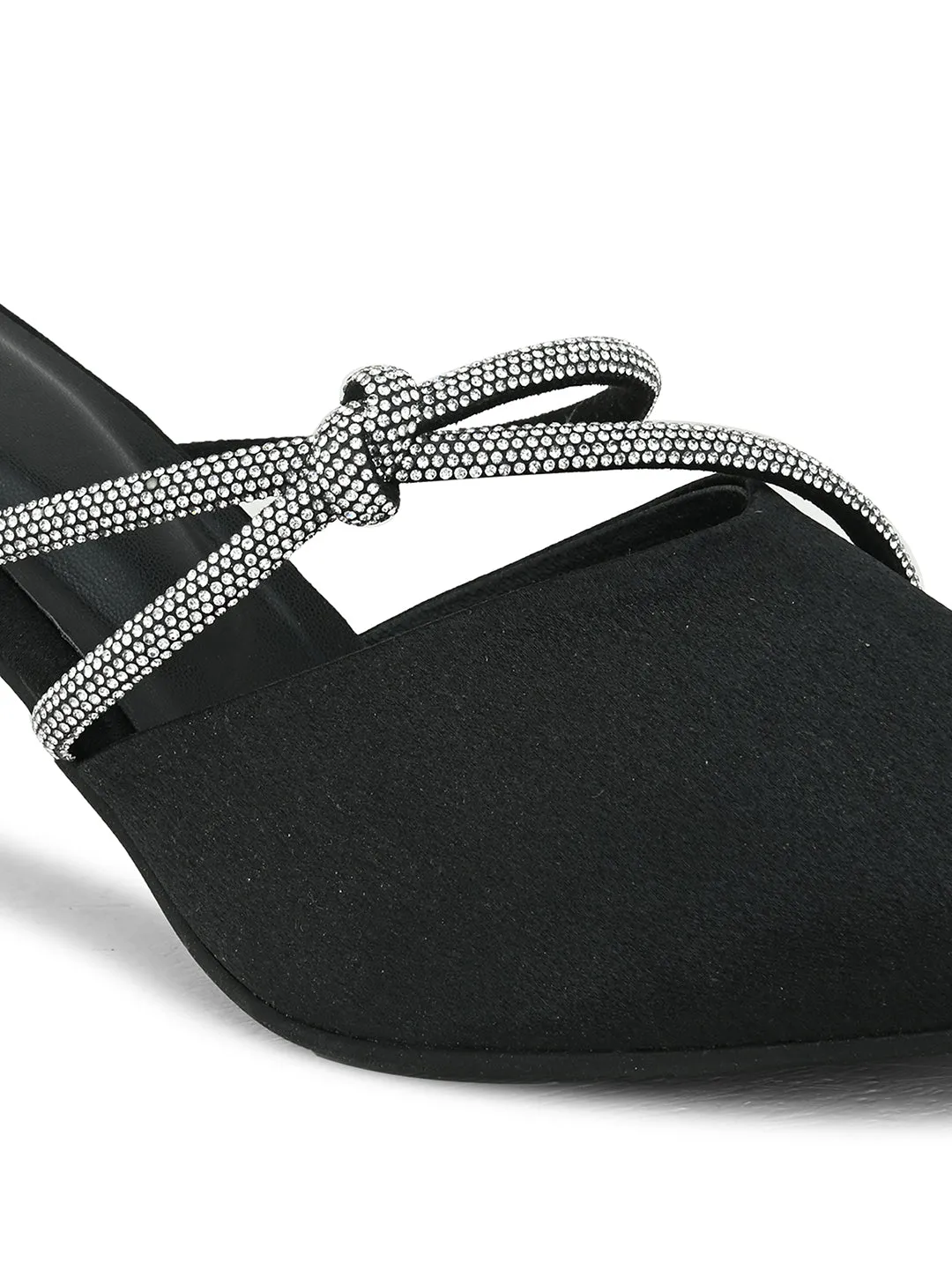 Pelle Albero Women's Latest Trendy Black Synthetic Slip-On Heels Mules Sandals