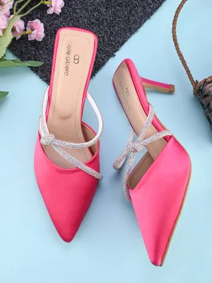 Pelle Albero Women's Latest Trendy Pink Synthetic Slip-On Heels Mules Sandals