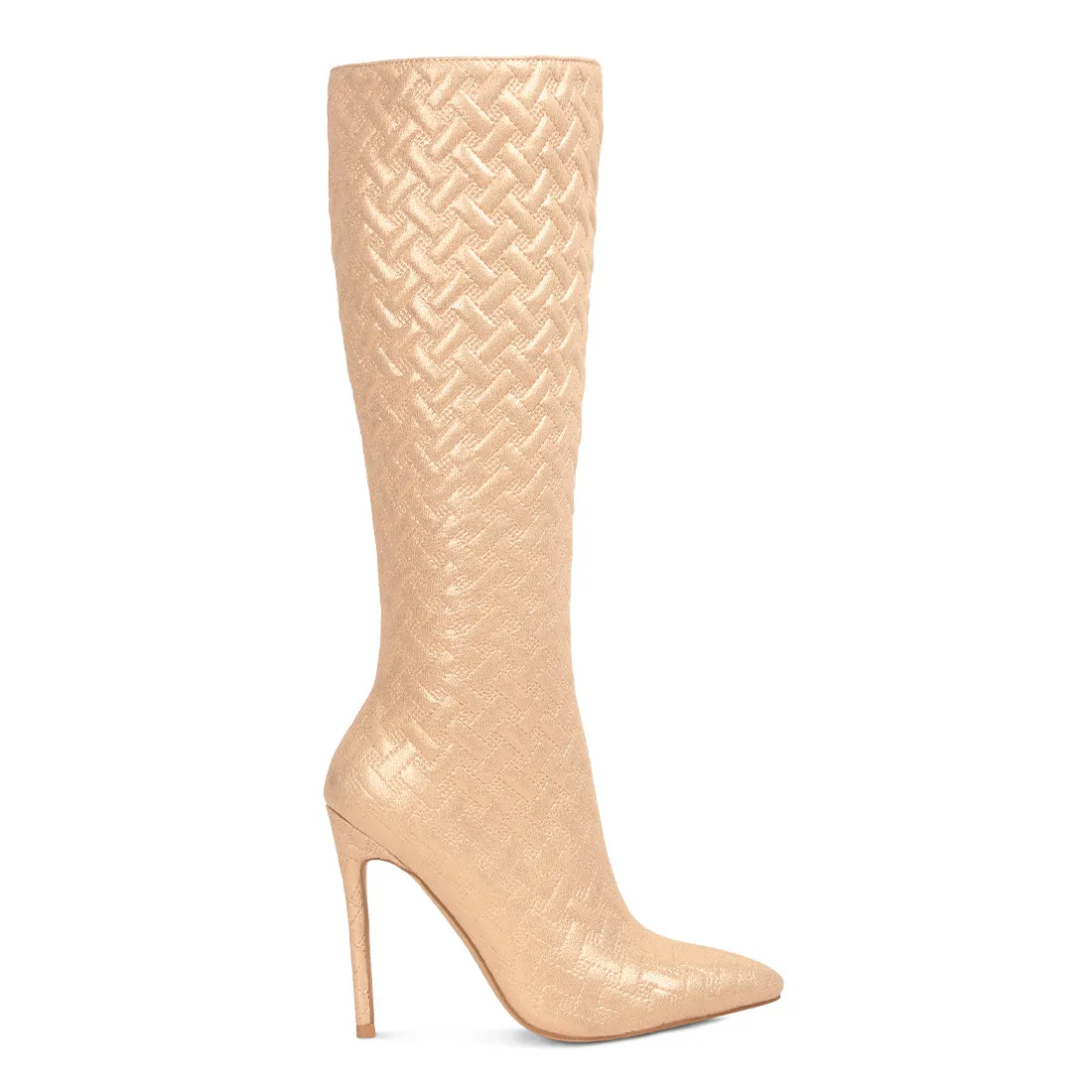 Quilted High Heeled Calf Boots