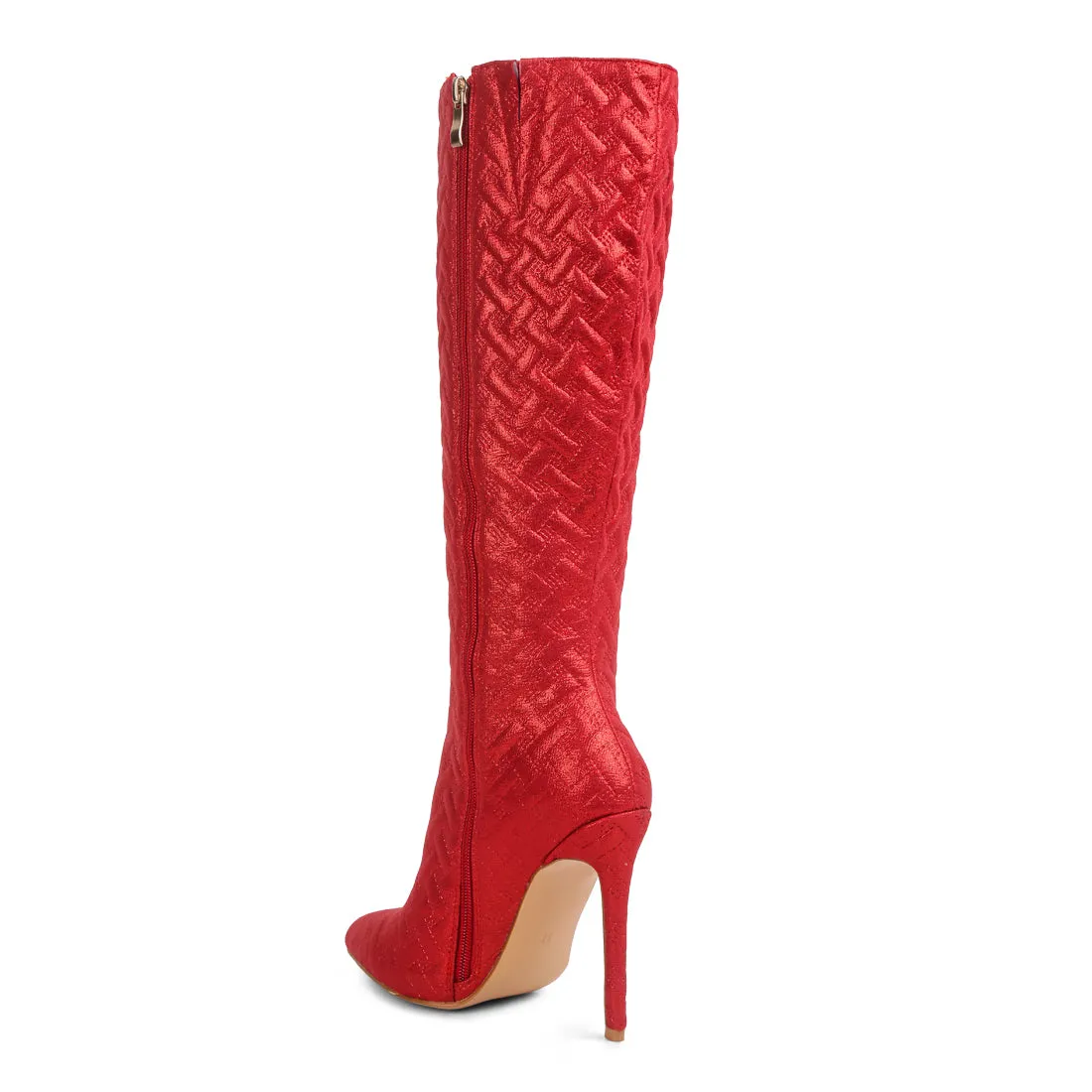 Quilted High Heeled Calf Boots