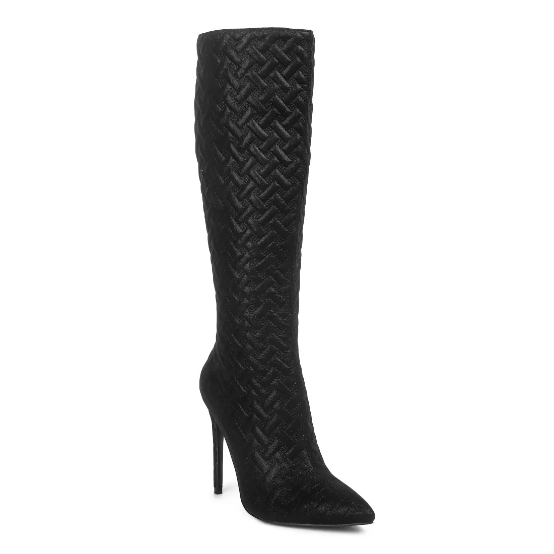 Quilted High Heeled Calf Boots