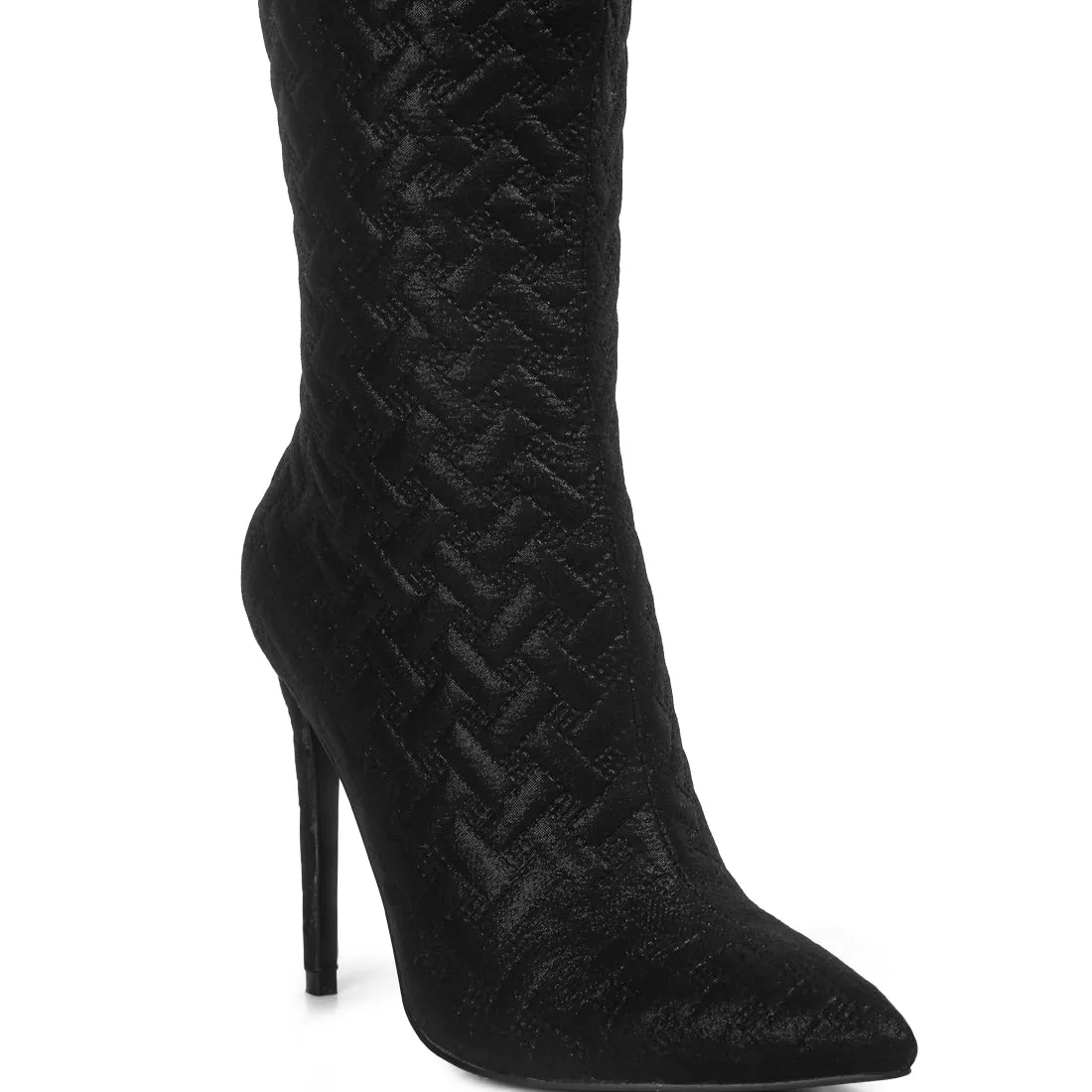 Quilted High Heeled Calf Boots