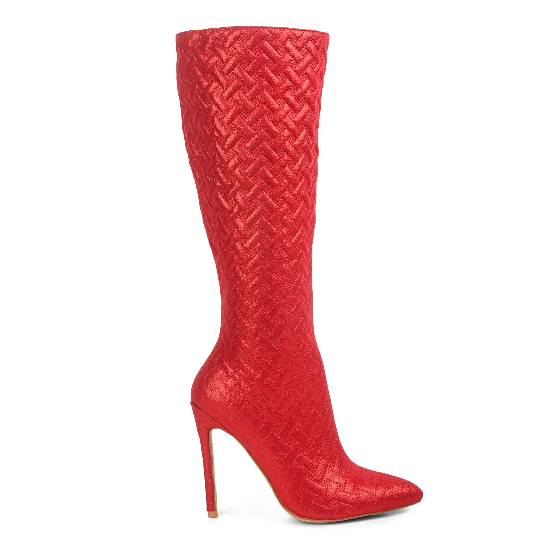 Quilted High Heeled Calf Boots