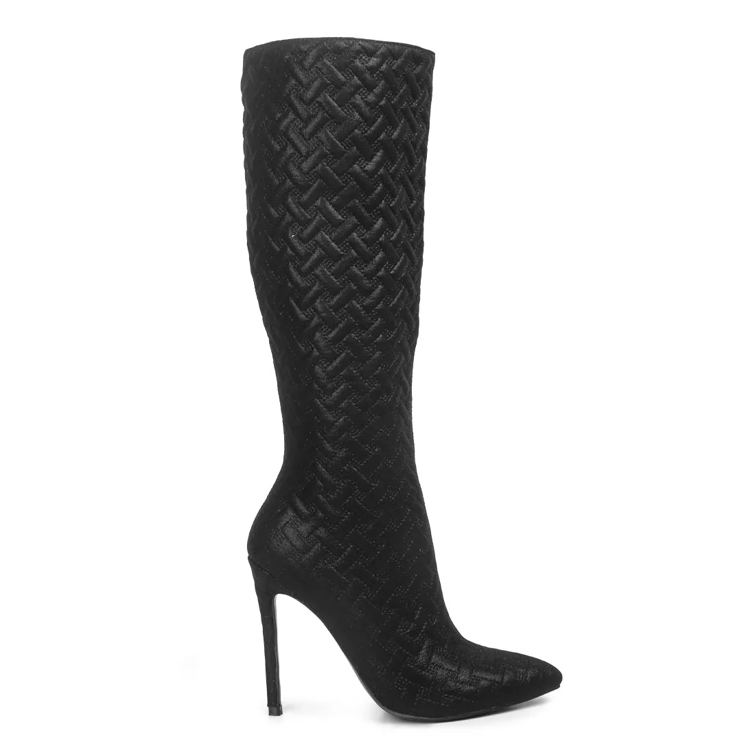 Quilted High Heeled Calf Boots