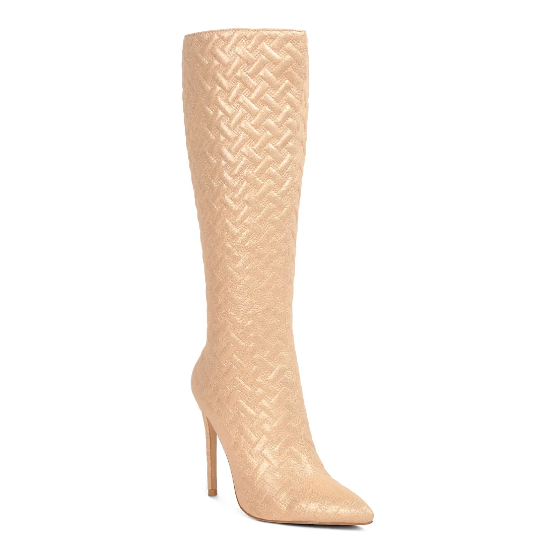 Quilted High Heeled Calf Boots