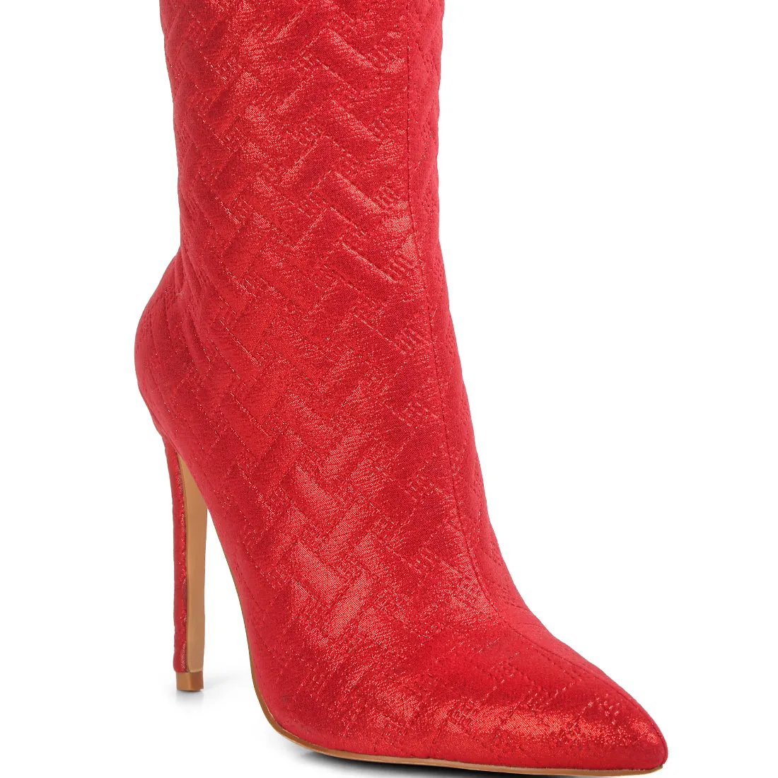 Quilted High Heeled Calf Boots