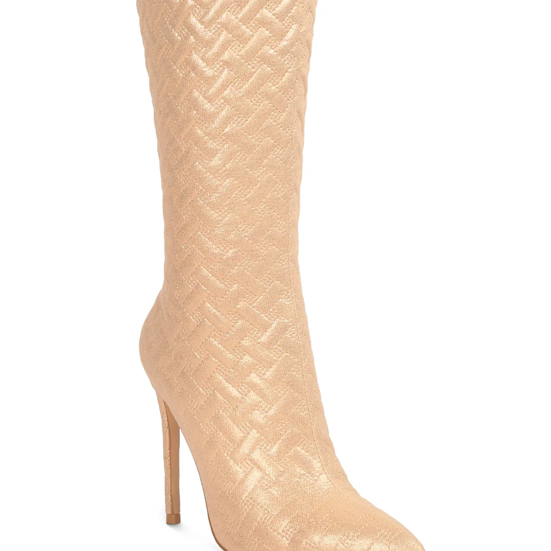 Quilted High Heeled Calf Boots
