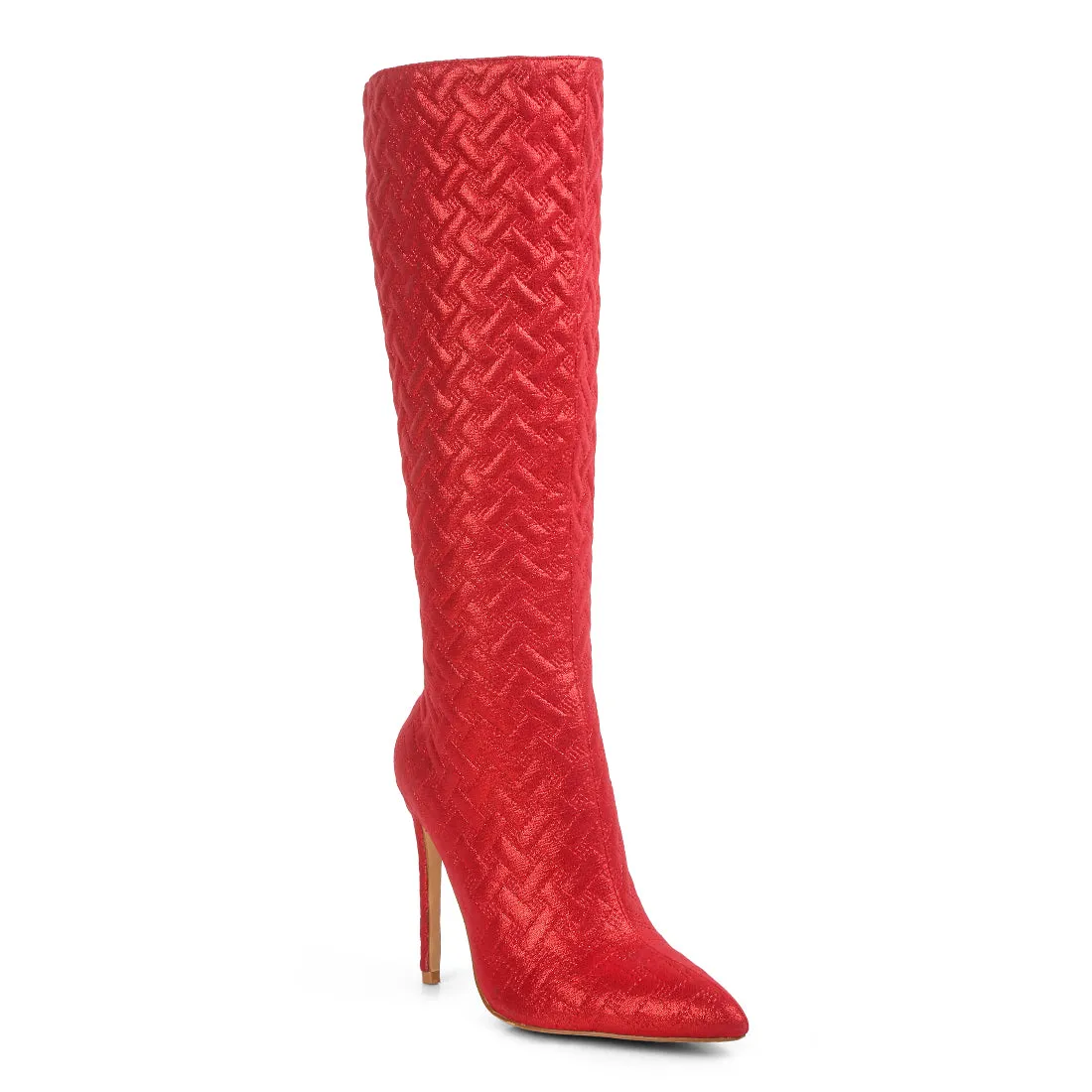 Quilted High Heeled Calf Boots