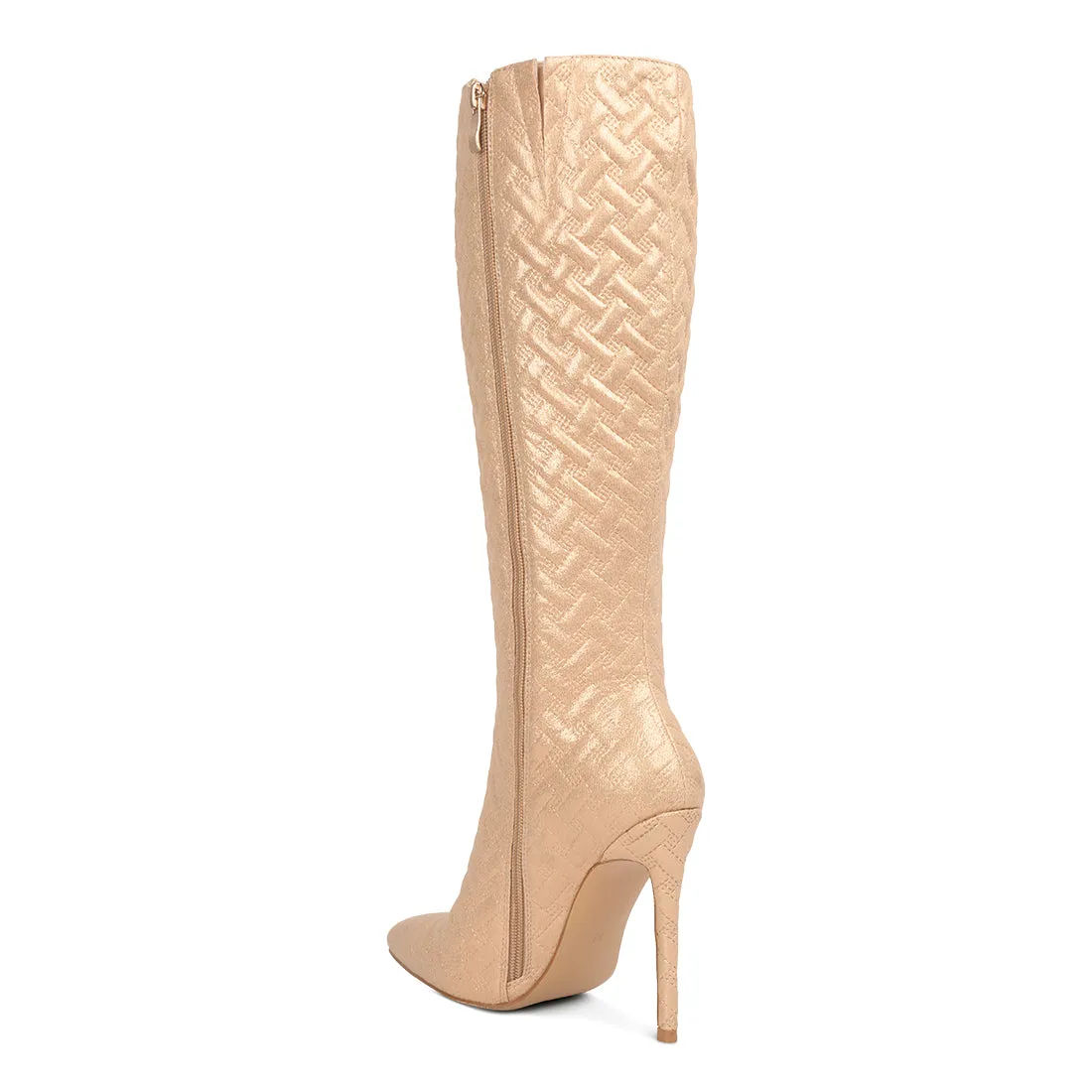 Quilted High Heeled Calf Boots