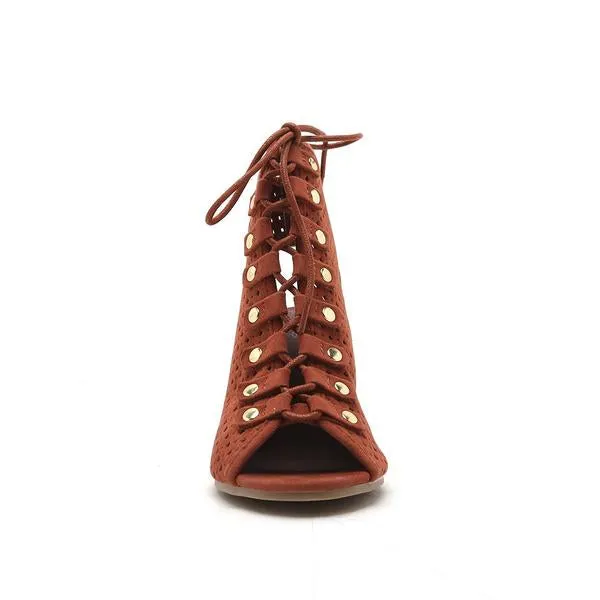 Qupid Perf Button Ankle Boot (Size 6)
