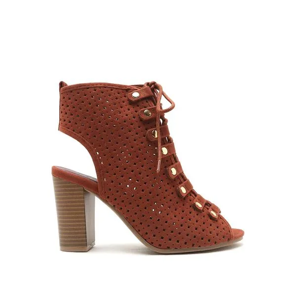 Qupid Perf Button Ankle Boot (Size 6)