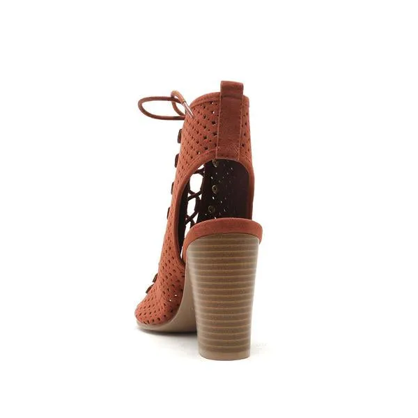 Qupid Perf Button Ankle Boot (Size 6)