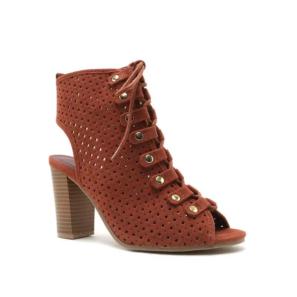 Qupid Perf Button Ankle Boot (Size 6)