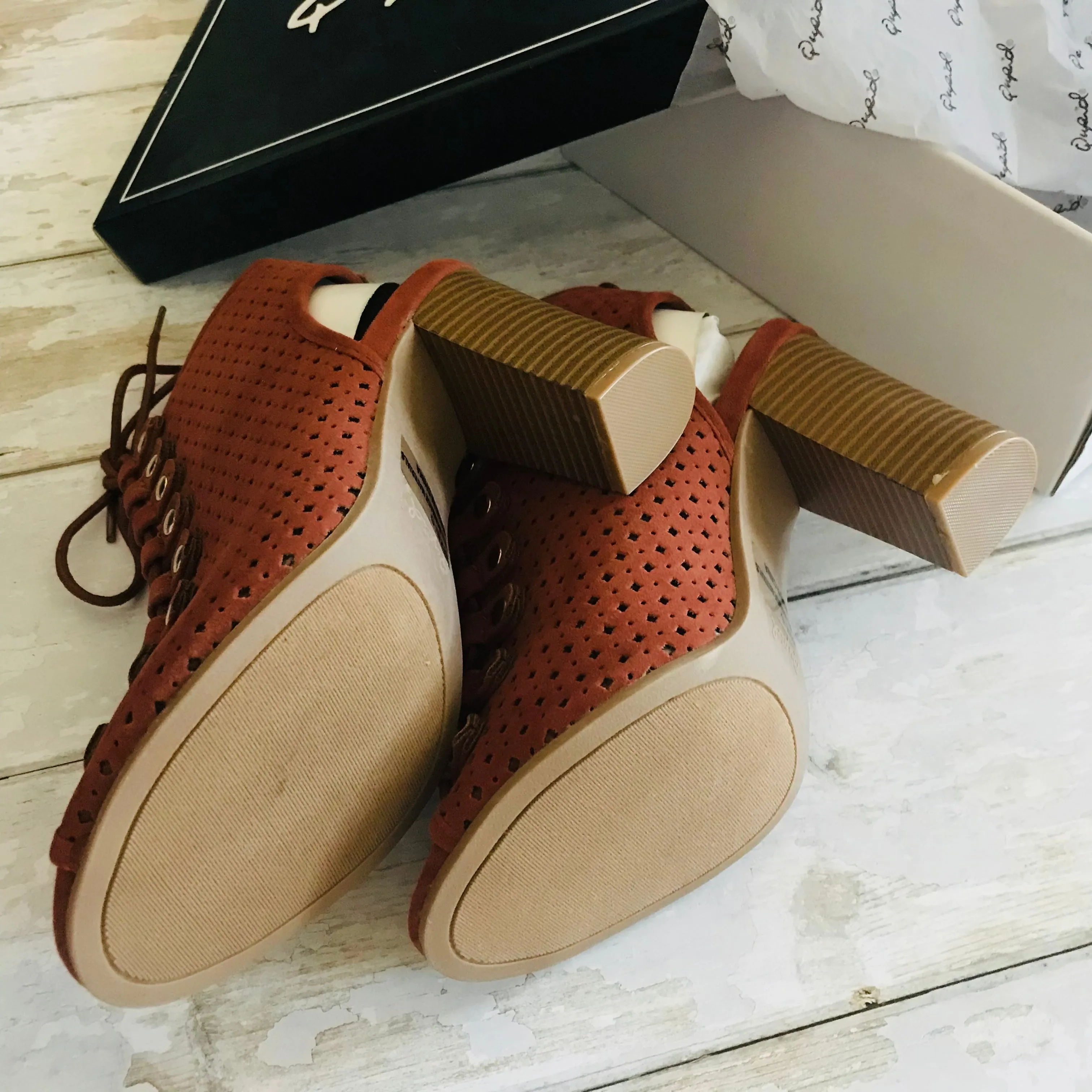 Qupid Perf Button Ankle Boot (Size 6)