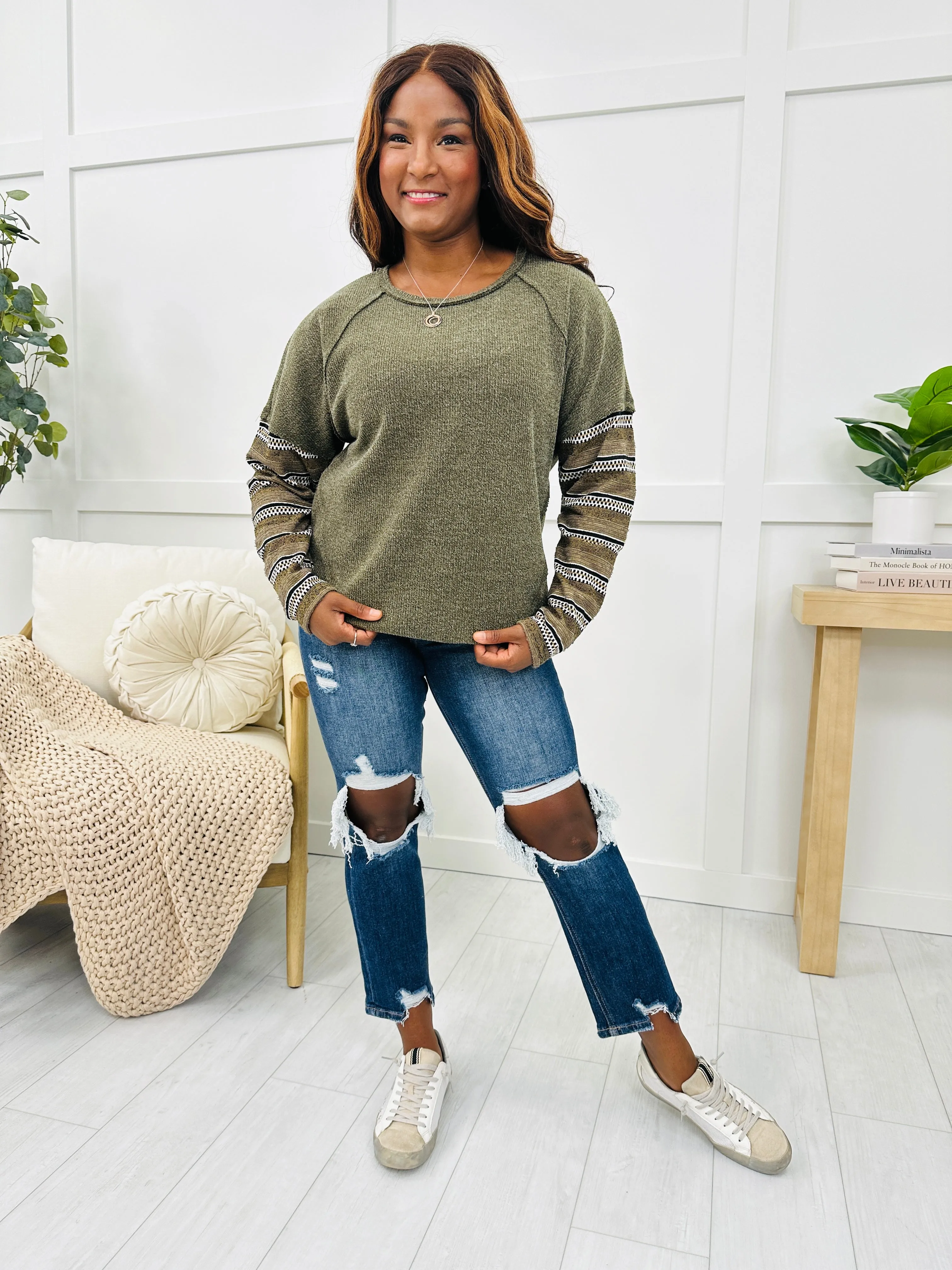 REG/CURVY It's Too Easy Top In Olive
