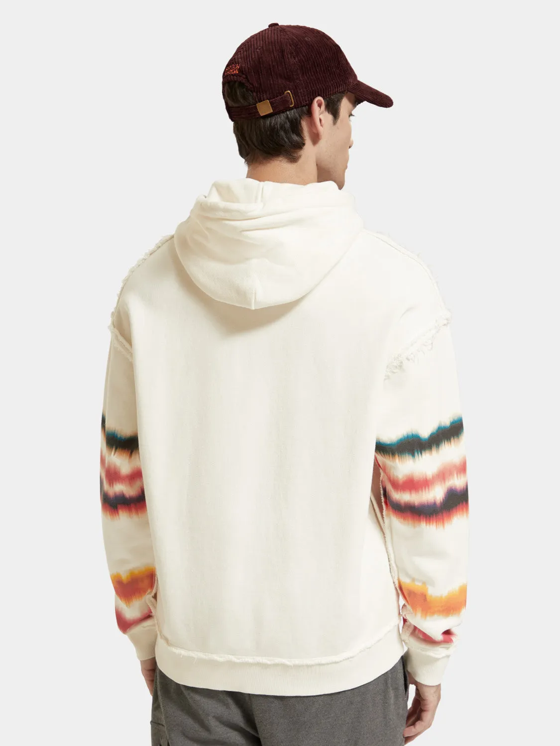 Relaxed-fit raw edge artwork hoodie