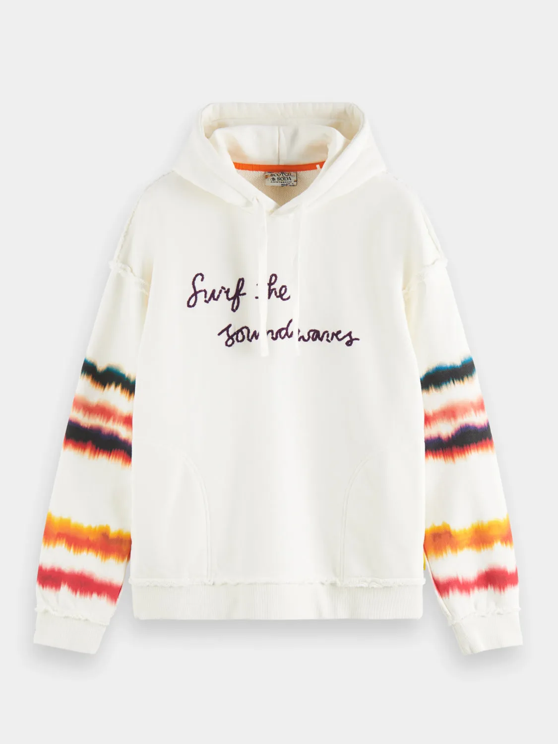 Relaxed-fit raw edge artwork hoodie