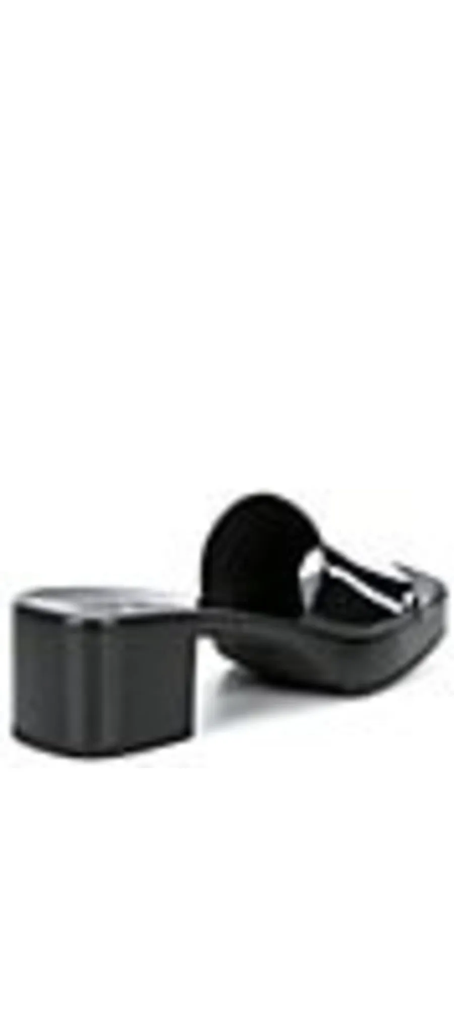 Steve Madden Harlin Black Open Rounded Toe Slide-On Single Strap Heeled Sandal