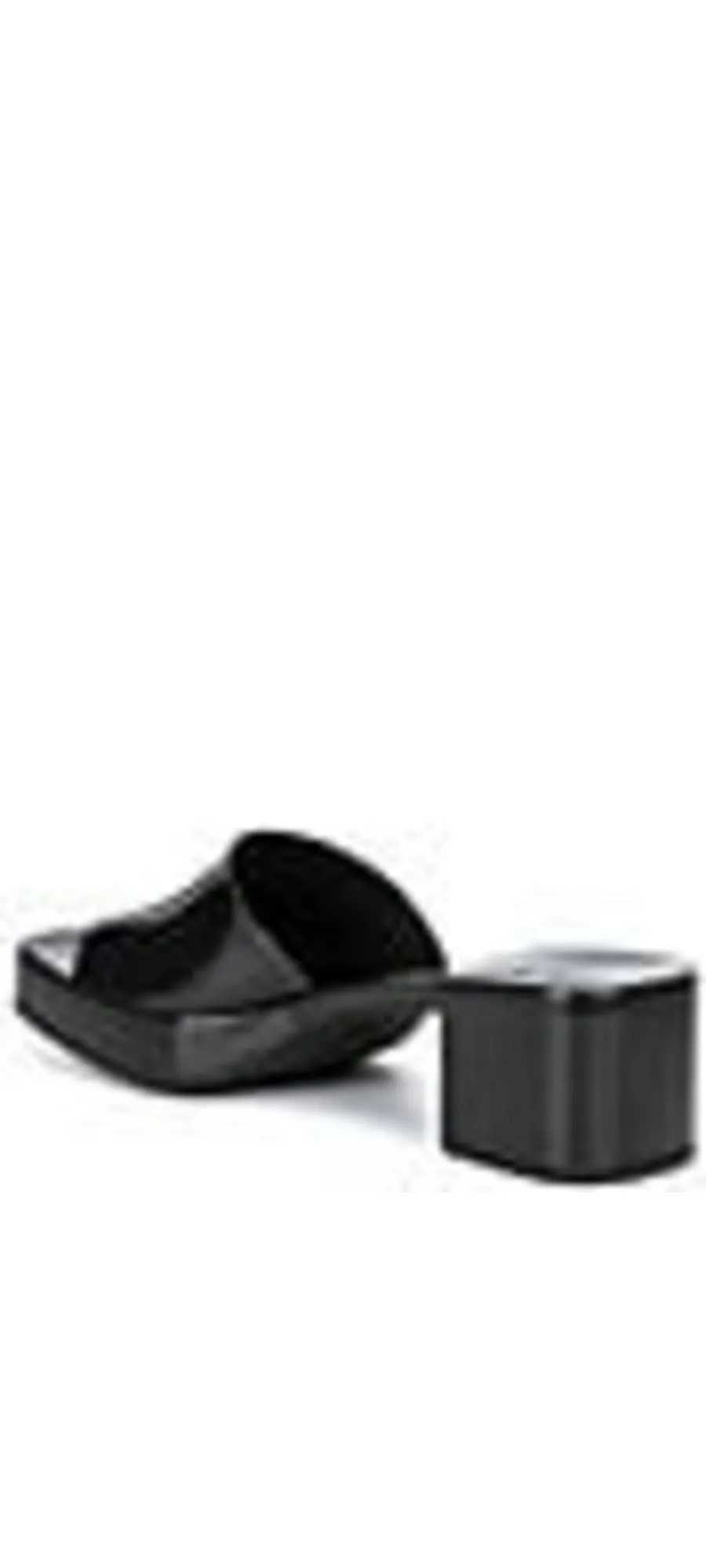 Steve Madden Harlin Black Open Rounded Toe Slide-On Single Strap Heeled Sandal