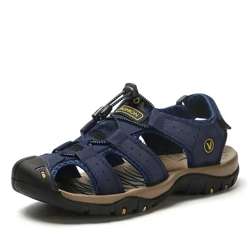 Summer Men's Shoes Outdoor Casual Shoes Sandals Genuine Leather Non-slip Sneakers Hihg Quality Men Beach Sandals v1