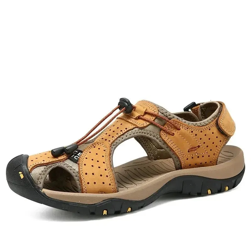 Summer Men's Shoes Outdoor Casual Shoes Sandals Genuine Leather Non-slip Sneakers Hihg Quality Men Beach Sandals v1