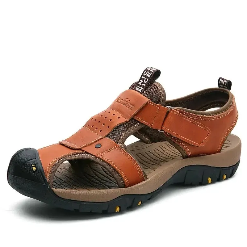 Summer Men's Shoes Outdoor Casual Shoes Sandals Genuine Leather Non-slip Sneakers Hihg Quality Men Beach Sandals v1