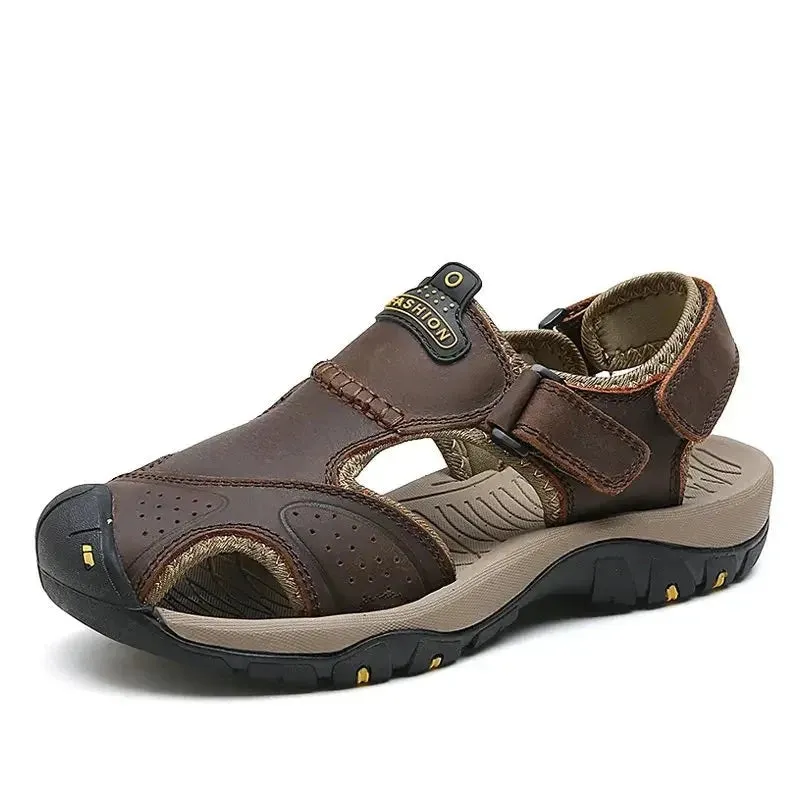 Summer Men's Shoes Outdoor Casual Shoes Sandals Genuine Leather Non-slip Sneakers Hihg Quality Men Beach Sandals v1