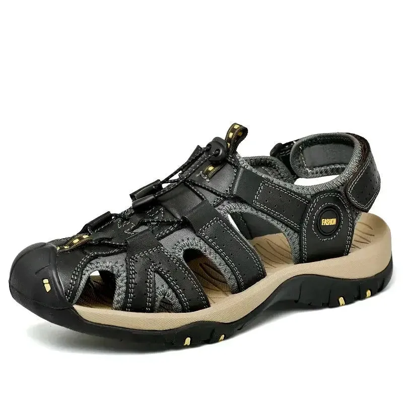 Summer Men's Shoes Outdoor Casual Shoes Sandals Genuine Leather Non-slip Sneakers Hihg Quality Men Beach Sandals v1