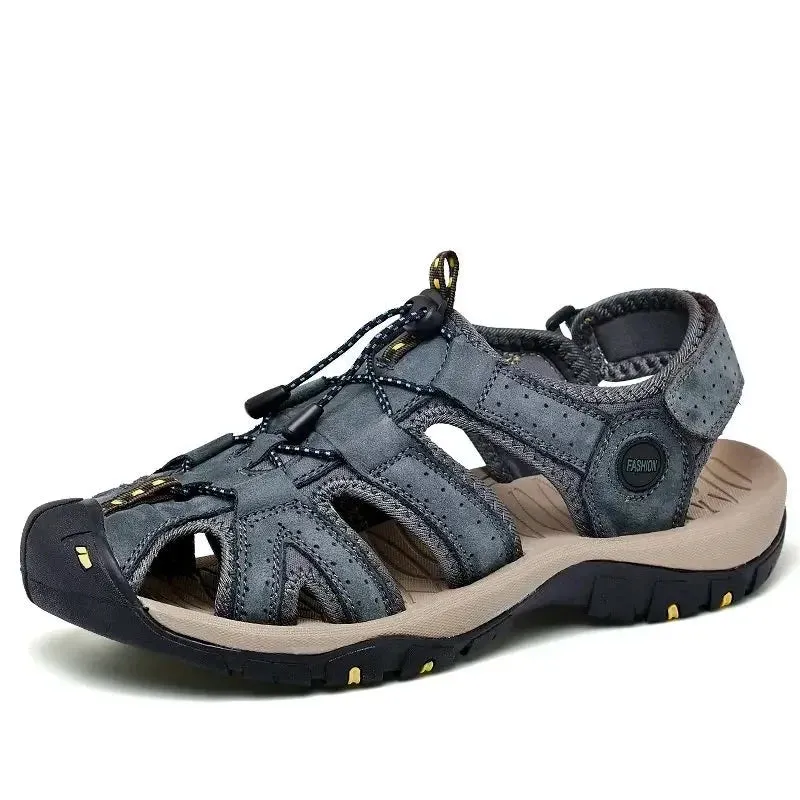 Summer Men's Shoes Outdoor Casual Shoes Sandals Genuine Leather Non-slip Sneakers Hihg Quality Men Beach Sandals v1
