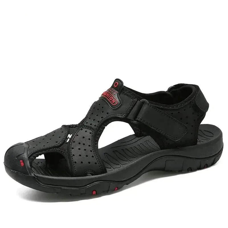 Summer Men's Shoes Outdoor Casual Shoes Sandals Genuine Leather Non-slip Sneakers Hihg Quality Men Beach Sandals v1