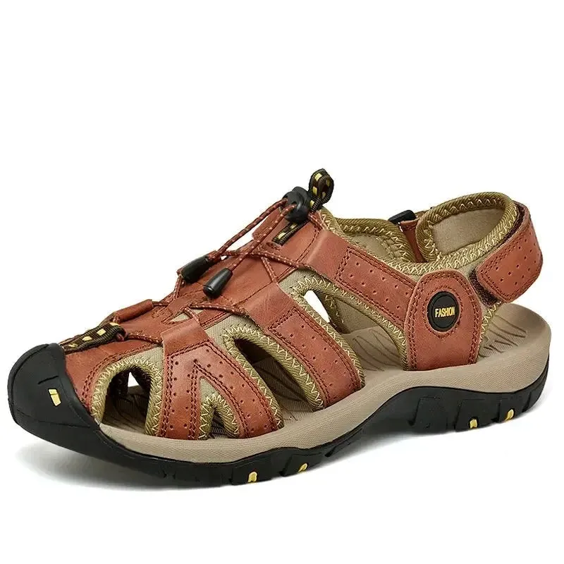 Summer Men's Shoes Outdoor Casual Shoes Sandals Genuine Leather Non-slip Sneakers Hihg Quality Men Beach Sandals v1