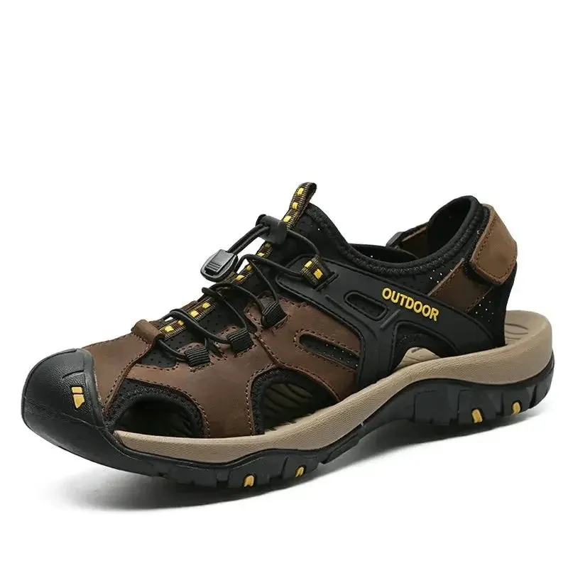 Summer Men's Shoes Outdoor Casual Shoes Sandals Genuine Leather Non-slip Sneakers Hihg Quality Men Beach Sandals v1
